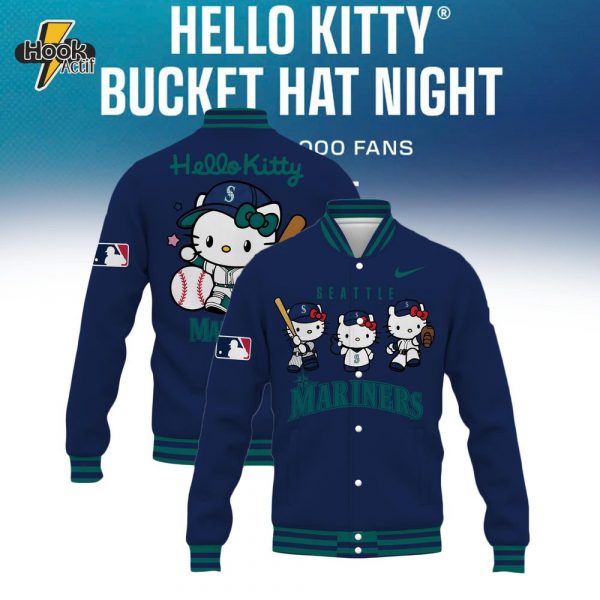 Seattle Mariners x Hello Kitty 2025 New Season Black Baseball Jacket