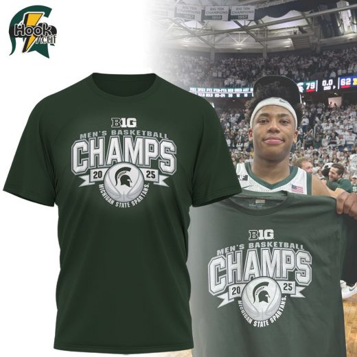 Limited Edition Blue 84 Green Michigan State Spartans 2025 Big 10 Men’s Basketball Regular Season Champions Locker Room Shirt