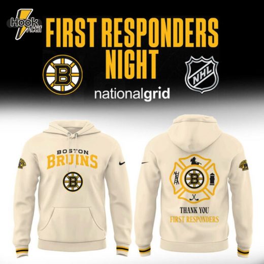 Limited Edition Boston Bruins x First Responders Night Hoodie 2025 White