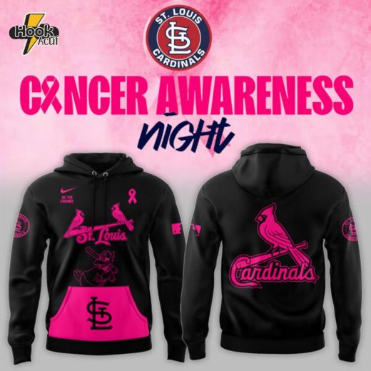 Limited Edition Cardinals x Cancer Awareness Night 2025 Black Hoodie