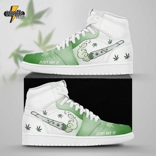 Limited Edition Just Hit It Green And White AJ1 Shoes