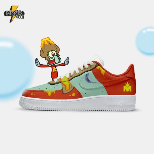 Limited Edition Spongebob Squarepants Captain Magma Custom Paint Air Force 1 Shoes