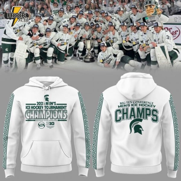 Michigan State Spartans Men's Ice Hockey x BIG10 Championship White Hoodie