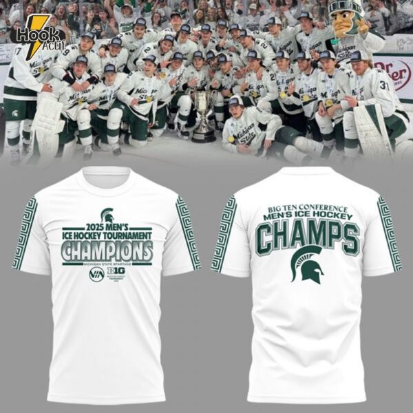 Michigan State Spartans Men's Ice Hockey x BIG10 Championship White T-shirt