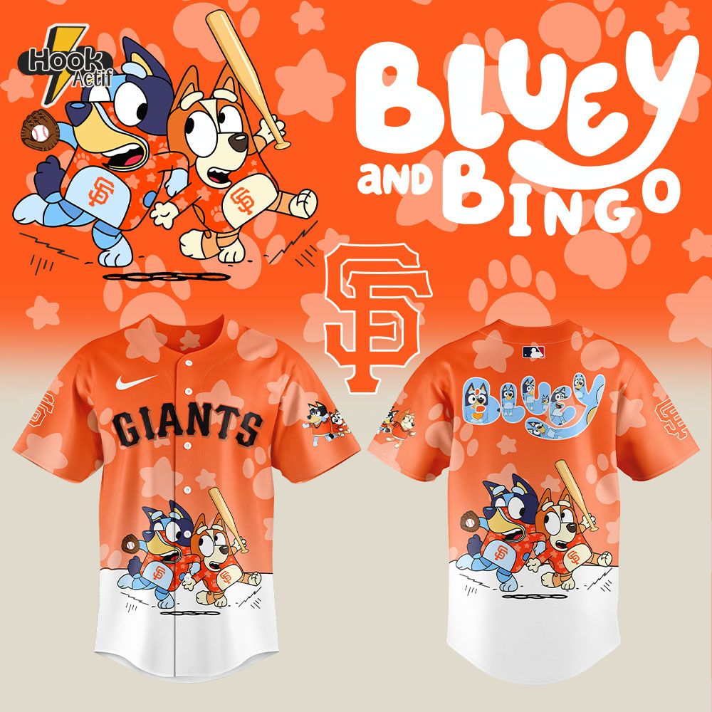 San Francisco Giants Bluey and Bingo Jersey San Francisco Giants Bluey and Bingo Jersey