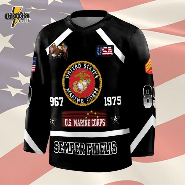 U.S. Marine Corps Hockey Jersey - Semper Fidelis Military Tribute