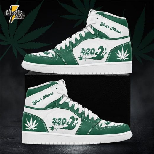 Weed In My Heart Air Jordan 1 Sneakers – Green & White Custom