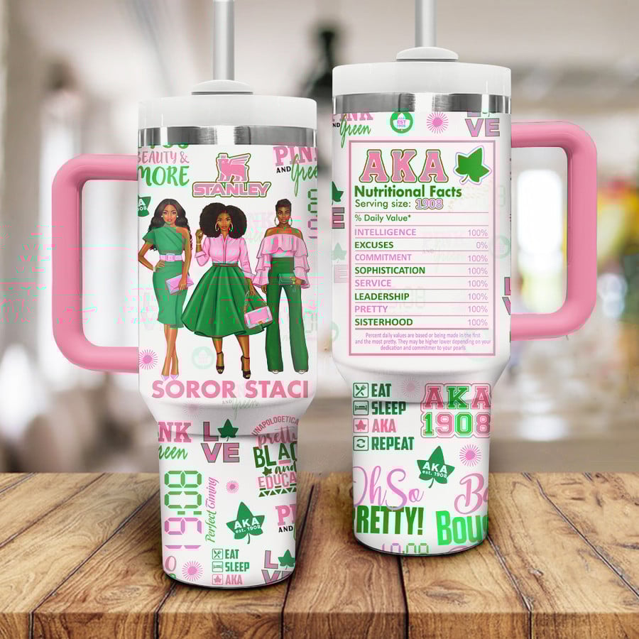 Alpha Kappa Alpha Sorority Inc Personalized Tumbler 40oz with Handle Alpha Kappa Alpha Sorority Inc Personalized Tumbler 40oz with Handle