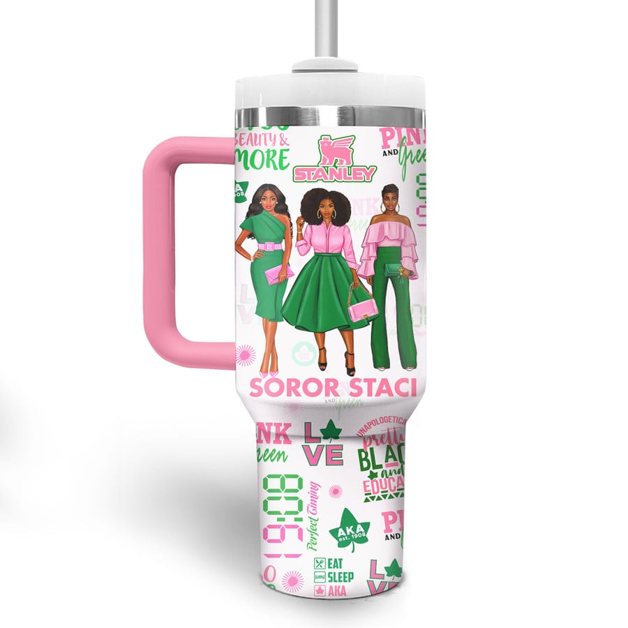 Alpha Kappa Alpha Sorority Inc Personalized Tumbler 40oz with Handle Alpha Kappa Alpha Sorority Inc Personalized Tumbler 40oz with Handle