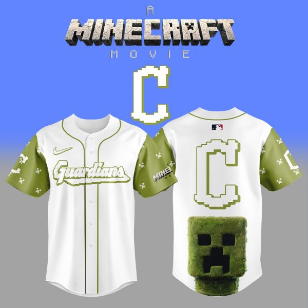 Cleveland Guardians A Minecraft Movie 2025 White Baseball Jersey