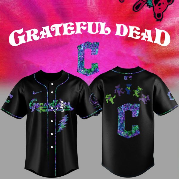 Cleveland Guardians MLB x Grateful Dead Black Baseball Jersey