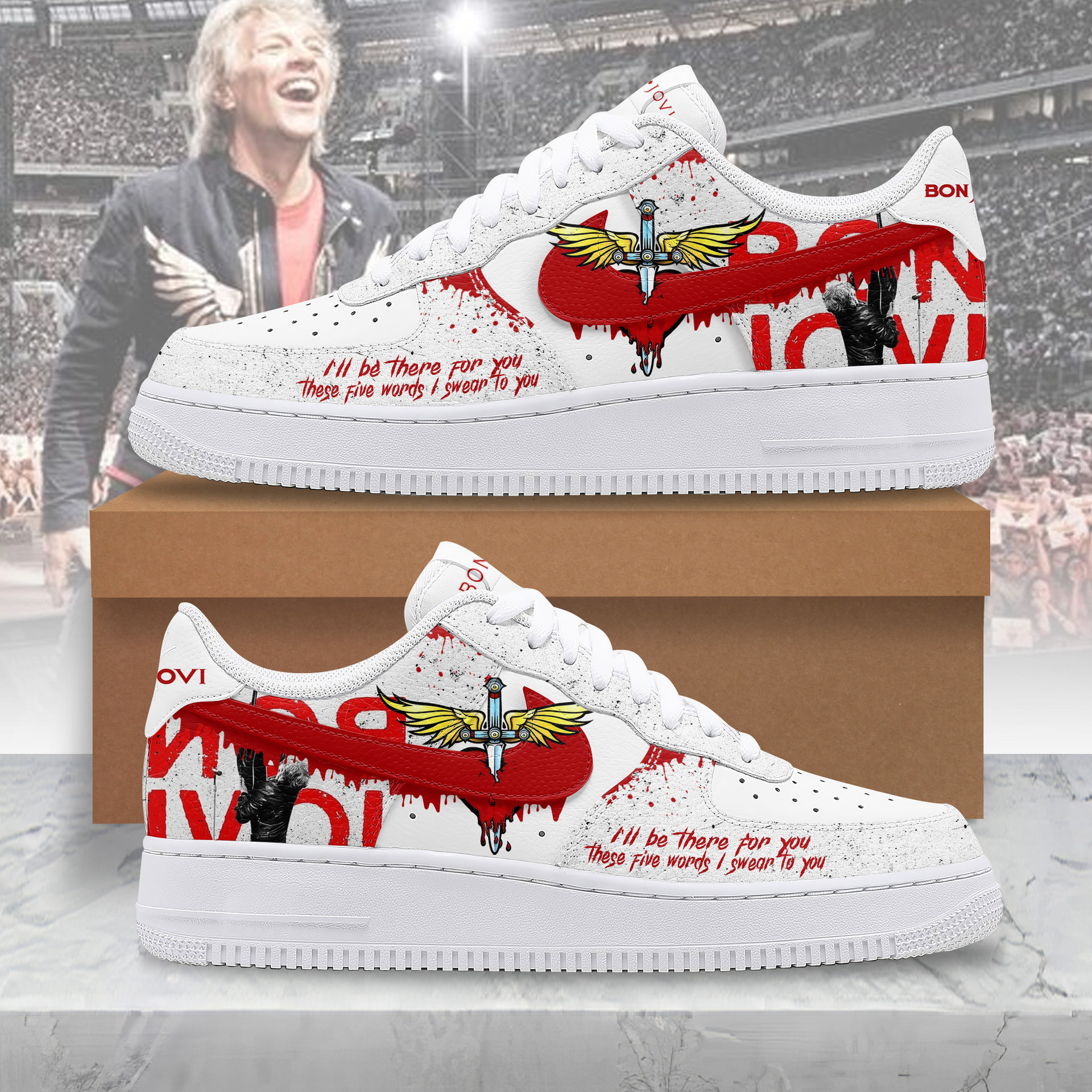 Bon Jovi "I'll be there for you / These five words I swear to you" Air Force 1 Sneakers Bon Jovi "I'll be there for you / These five words I swear to you" Air Force 1 Sneakers