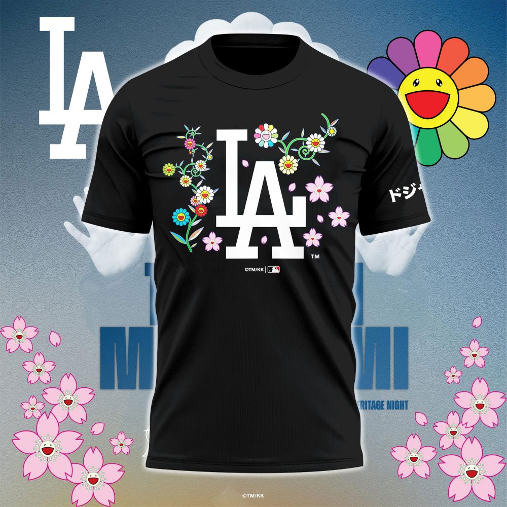 Los Angeles Dodgers x Takashi Murakami Japanese Heritage Night Black Tshirt