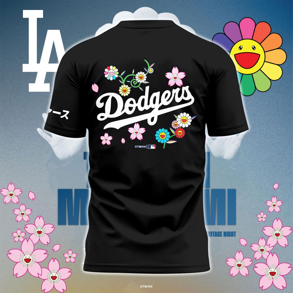 Los Angeles Dodgers x Takashi Murakami Japanese Heritage Night Black Tshirt