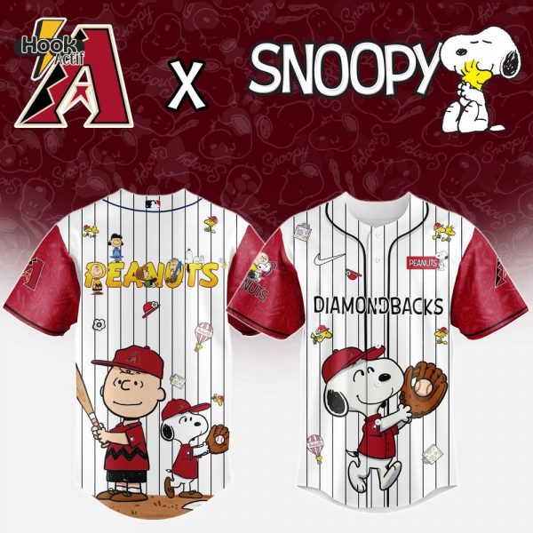 Arizona Diamondbacks MLB 75th Anniversary of Peanuts Snoopy Special Edition Combo Baseball Jersey Cap 2025