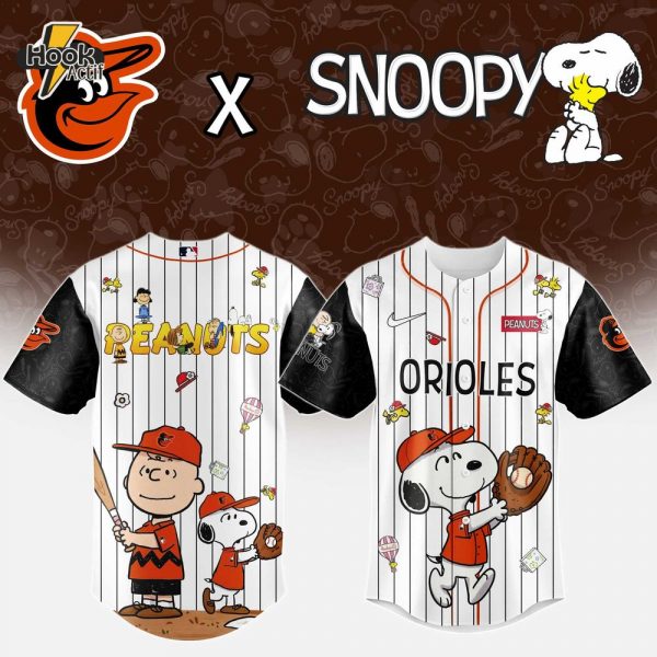 Baltimore Orioles MLB 75th Anniversary of Peanuts Snoopy Special Edition Combo Baseball Jersey Cap 2025