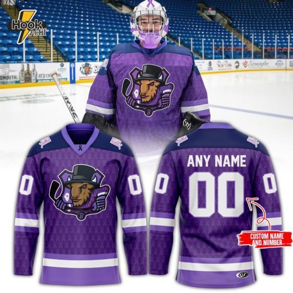 Bloomington Bison Hockey Fights Cancer Jersey Cap 2025
