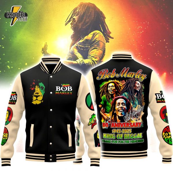 Bob Marley 80 Anniversary Baseball Jacket