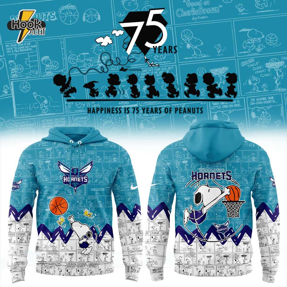 Charlotte Hornets NBA 75th Anniversary of Peanuts Hoodie Charlotte Hornets NBA 75th Anniversary of Peanuts Hoodie