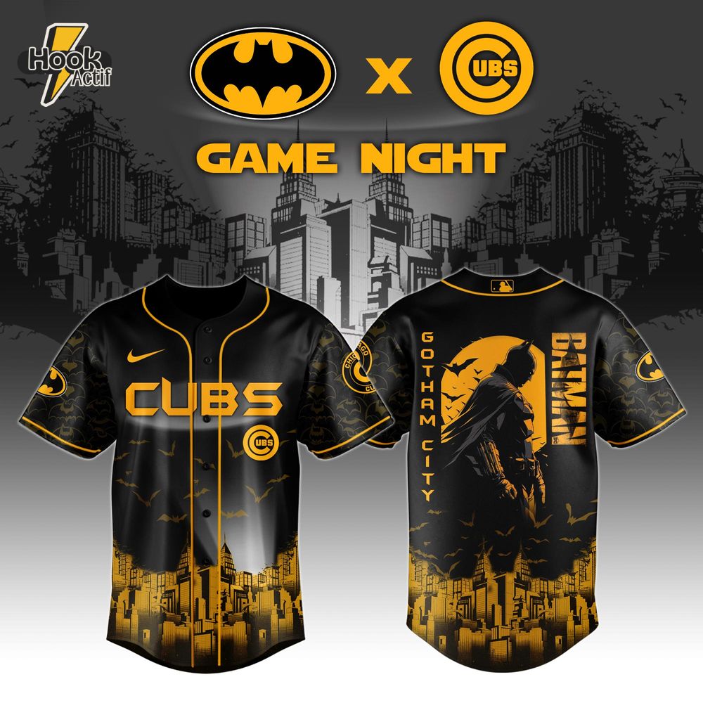 Chicago Cubs x DC Batman Game Night Special Baseball Jersey Chicago Cubs x DC Batman Game Night Special Baseball Jersey