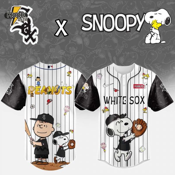 Chicago White Sox MLB 75th Anniversary of Peanuts Snoopy Special Edition Combo Baseball Jersey Cap 2025