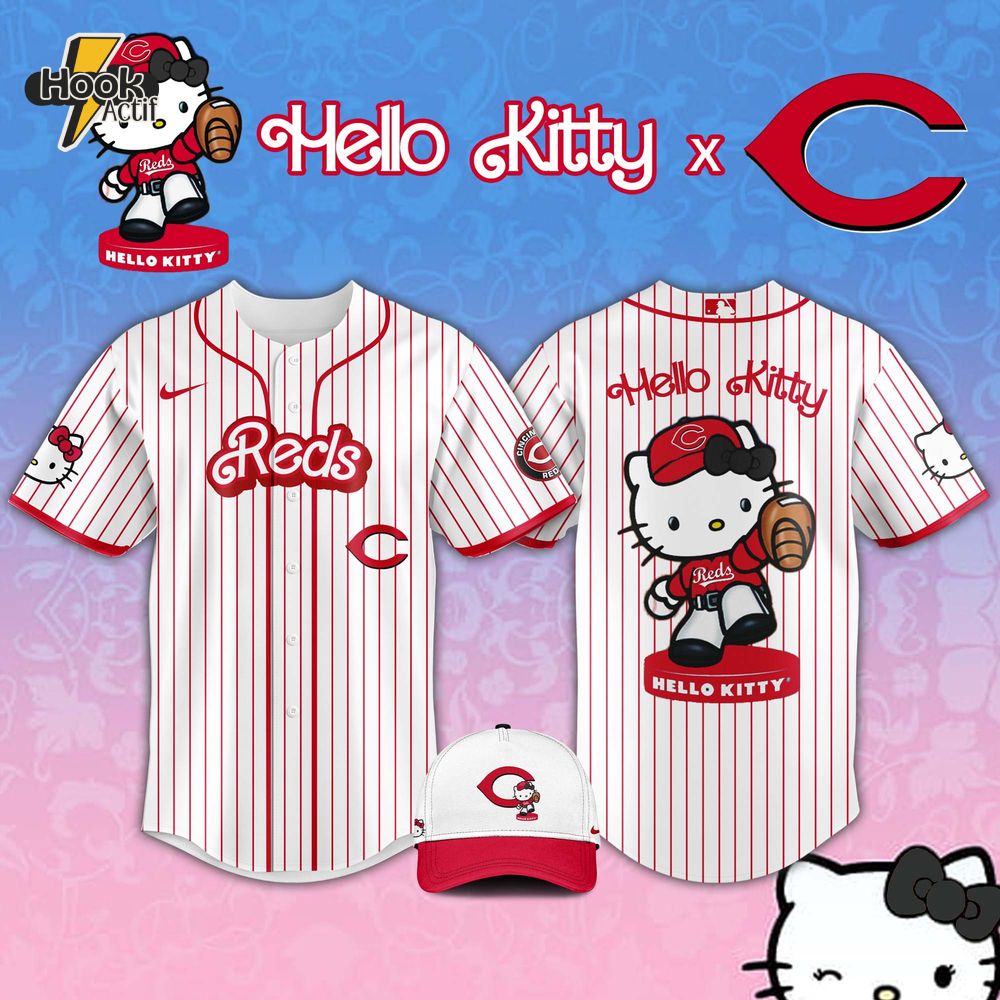 Cincinnati Reds MLB x Hello Kitty Night Jersey 2025 Cincinnati Reds MLB x Hello Kitty Night Jersey 2025