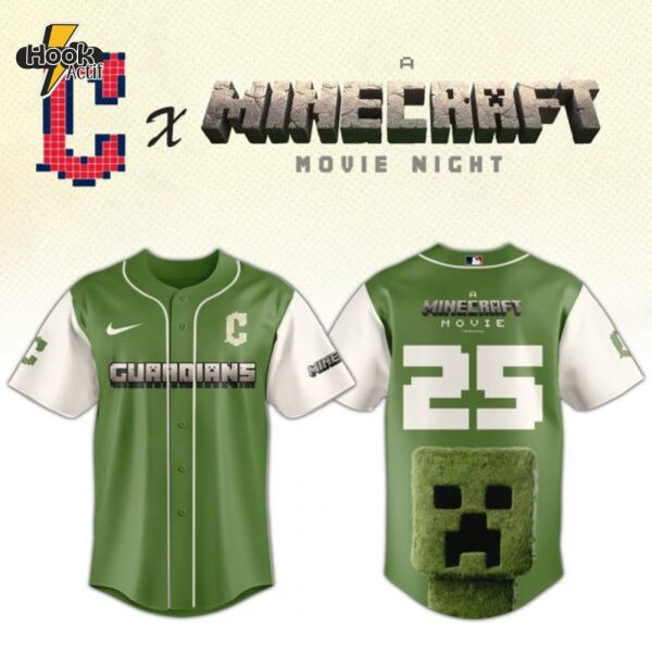 Cleveland Guardians MLB x A MINECRAFT MOVIE Night Combo Jersey Hat Editions Limited