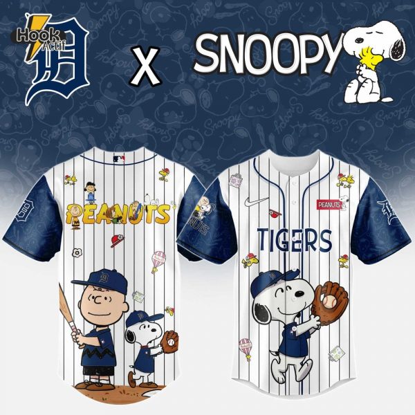 Detroit Tigers MLB 75th Anniversary of Peanuts Snoopy Special Edition Combo Baseball Jersey Cap 2025