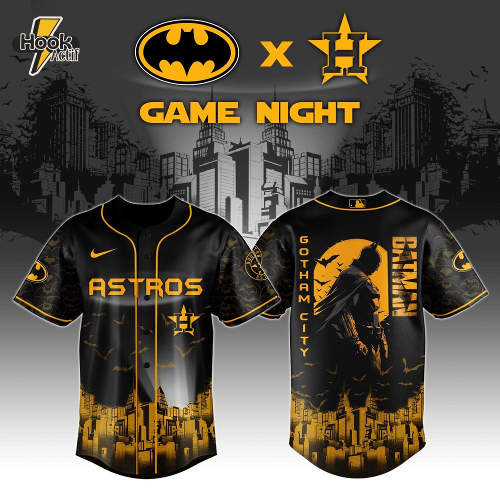 Houston Astros x DC Batman Game Night Special Baseball Jersey Houston Astros x DC Batman Game Night Special Baseball Jersey