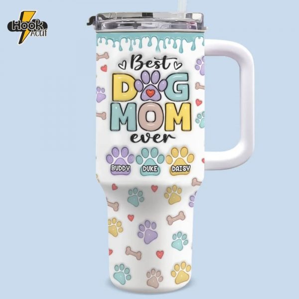 Just A Dog Mom Doing Her Best - Dog Personalized Custom 3D Inflated Effect Printed 40 Oz Stainless Steel Tumbler