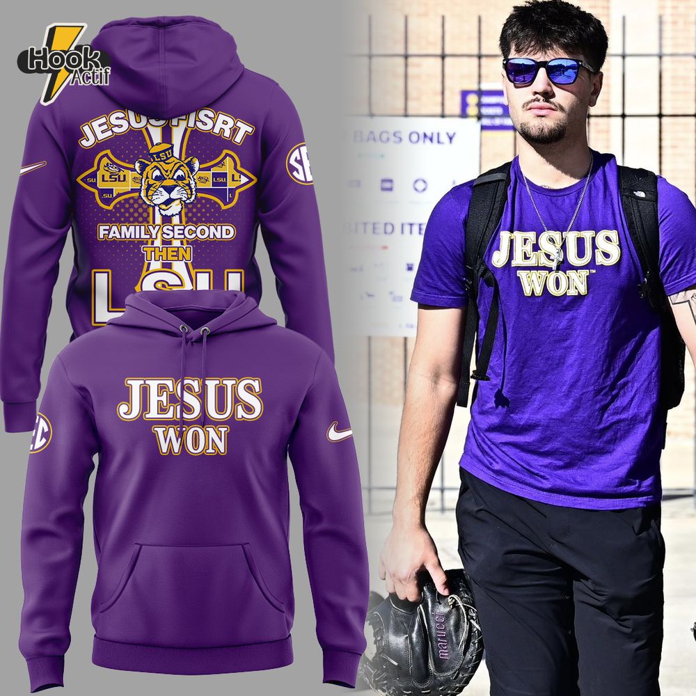LSU Tigers JESUS WON Purple Hoodie Set 2025 LSU Tigers JESUS WON Purple Hoodie Set 2025