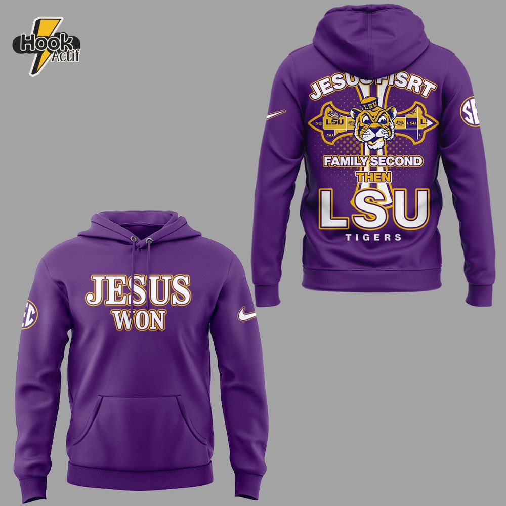 LSU Tigers JESUS WON Purple Hoodie Set 2025 LSU Tigers JESUS WON Purple Hoodie Set 2025