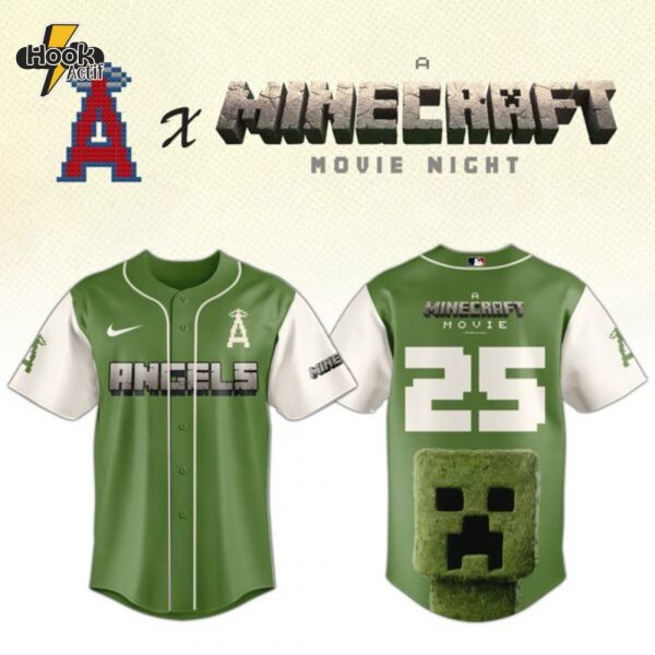 Los Angeles Angels MLB x A MINECRAFT MOVIE Night Combo Jersey Hat Editions Limited