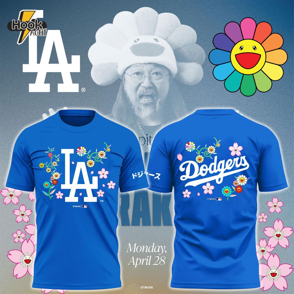 Los Angeles Dodgers x Takashi Murakami Japanese Heritage Night Blue Tshirt Los Angeles Dodgers x Takashi Murakami Japanese Heritage Night Blue Tshirt
