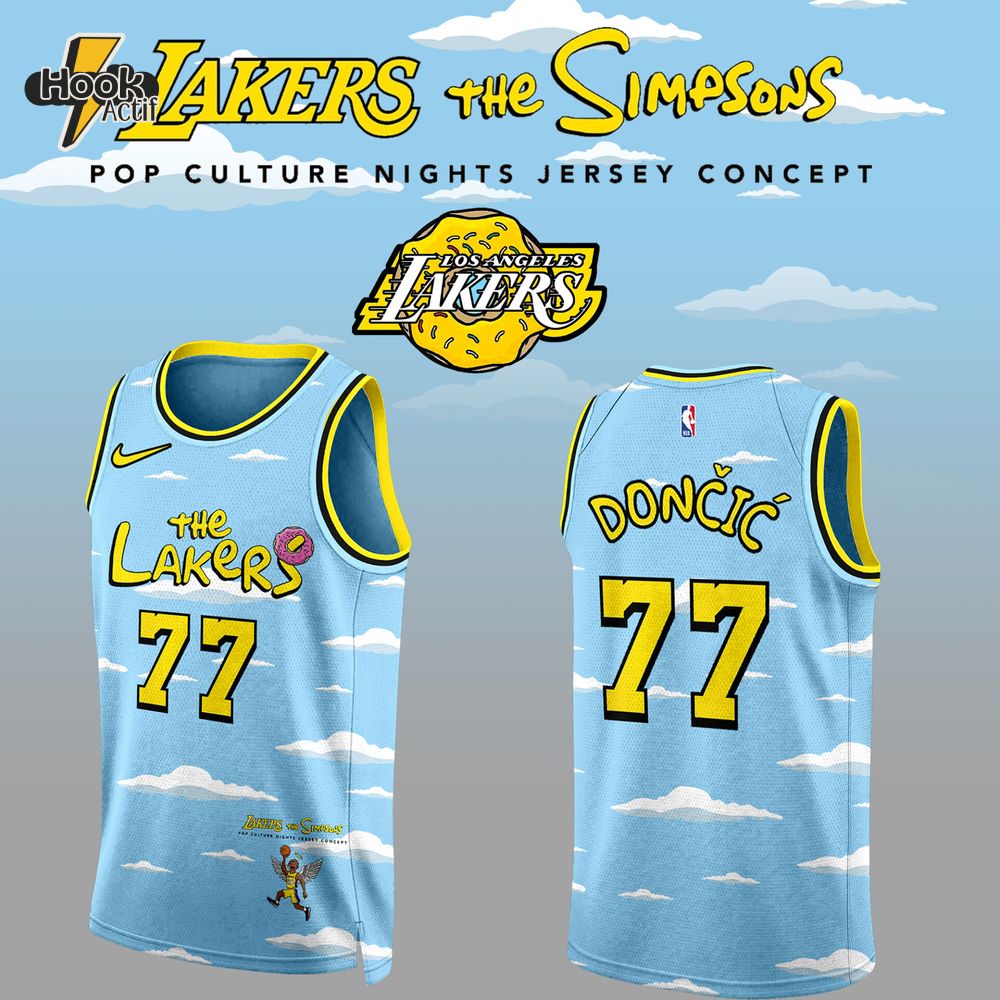 Los Angeles Lakers x The Simpsons Day Luka Doncic Basketball Jersey Los Angeles Lakers x The Simpsons Day Luka Doncic Basketball Jersey