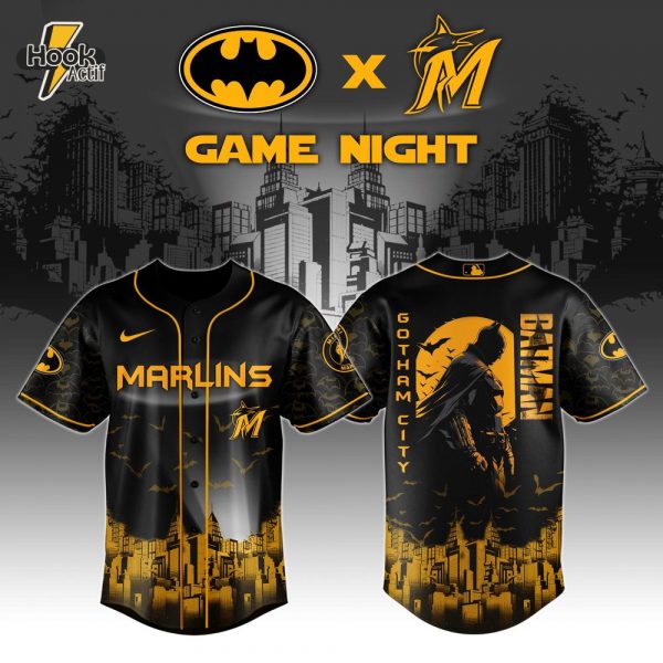Miami Marlins x DC Batman Game Night Special Baseball Jersey