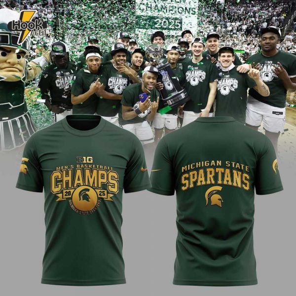 Michigan State Spartans Men's Basketball Big Ten Champs 2025 Gold T-Shirt Limited Edition