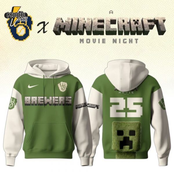 Milwaukee Brewers MLB x A MINECRAFT MOVIE Night Combo Hoodie Jogger Cap Editions Limited