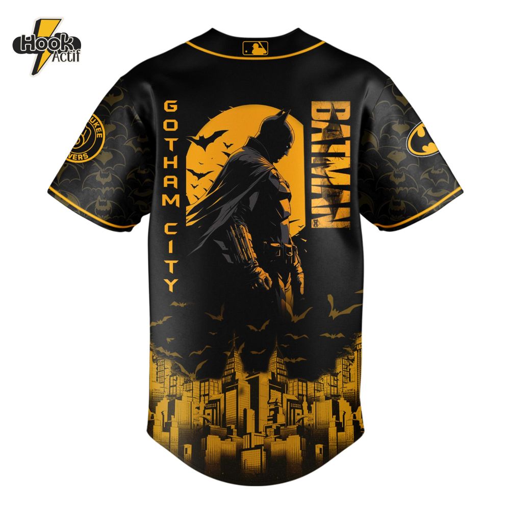 Milwaukee Brewers x DC Batman Game Night Special Baseball Jersey Milwaukee Brewers x DC Batman Game Night Special Baseball Jersey