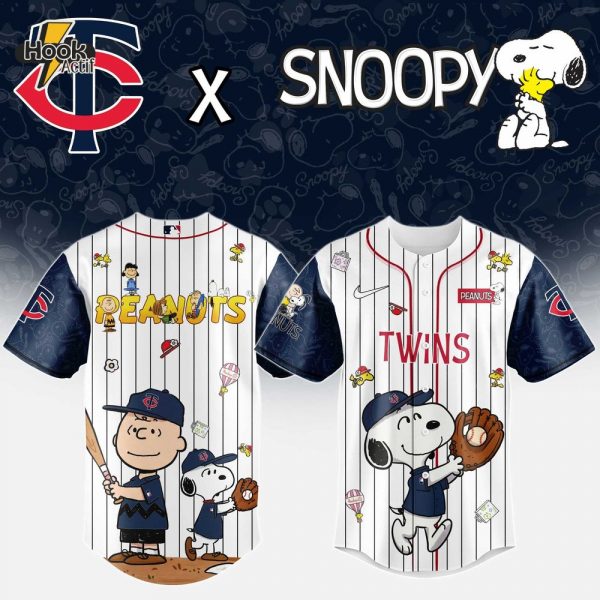 Minnesota Twins MLB 75th Anniversary of Peanuts Snoopy Special Edition Combo Baseball Jersey Cap 2025