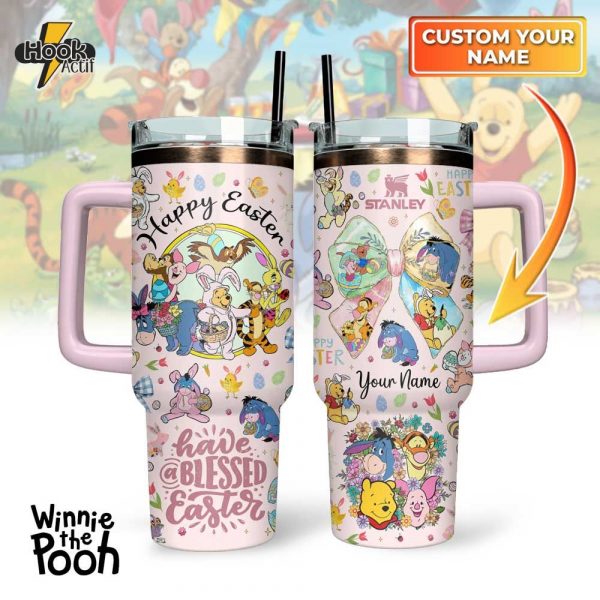 Mistmerch Winnie The Pooh x Happy Easter Custom Stanley Quencher 40oz Stainless Tumbler