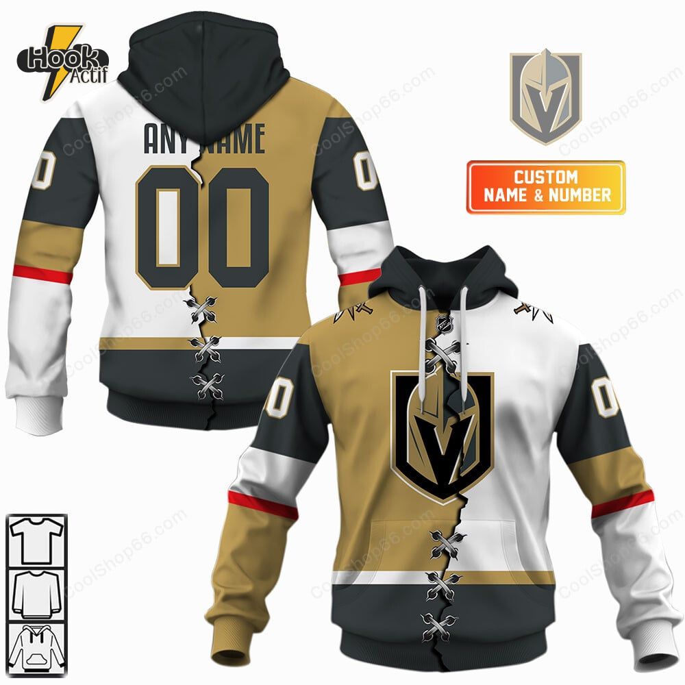 NHL Vegas Golden Knights Mix Jersey Style Hoodie NHL Vegas Golden Knights Mix Jersey Style Hoodie