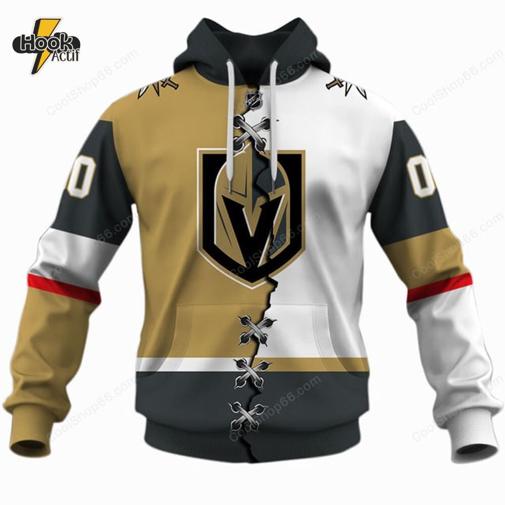 NHL Vegas Golden Knights Mix Jersey Style Hoodie NHL Vegas Golden Knights Mix Jersey Style Hoodie