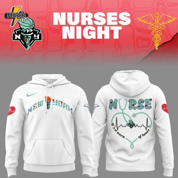 New York Liberty WNBA x Nurses Night 2025 White Hoodie