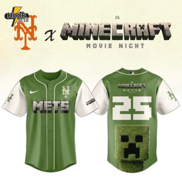 New York Mets MLB x A MINECRAFT MOVIE Night Combo Jersey Hat Editions Limited 01