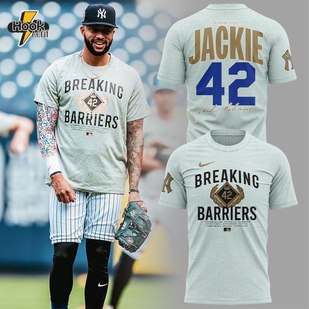 New York Yankees MLB BREAKING 42 BARRIERS T-shirt New York Yankees MLB BREAKING 42 BARRIERS T-shirt