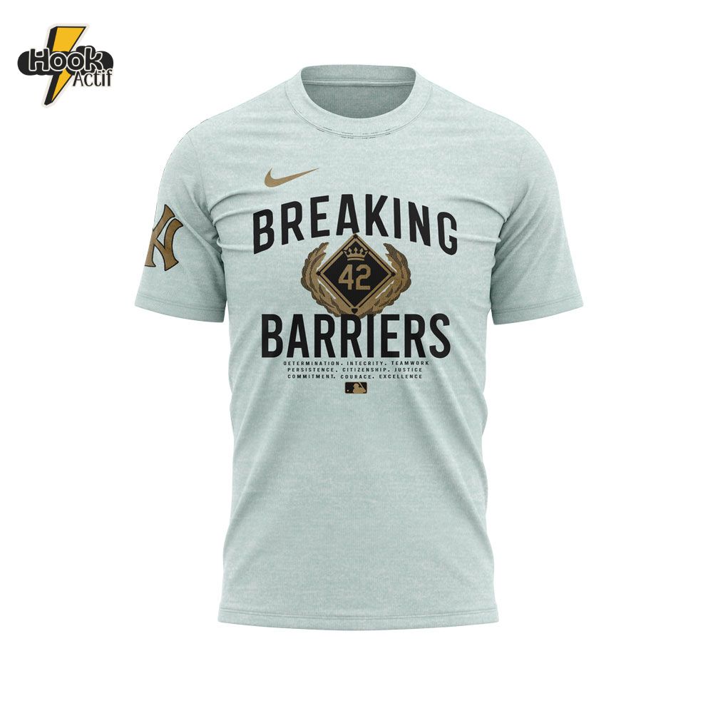 New York Yankees MLB BREAKING 42 BARRIERS T-shirt New York Yankees MLB BREAKING 42 BARRIERS T-shirt