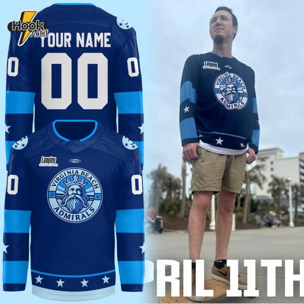 Norfolk Admirals 2025 Kelly Cup Playoffs Blue Hockey Jersey