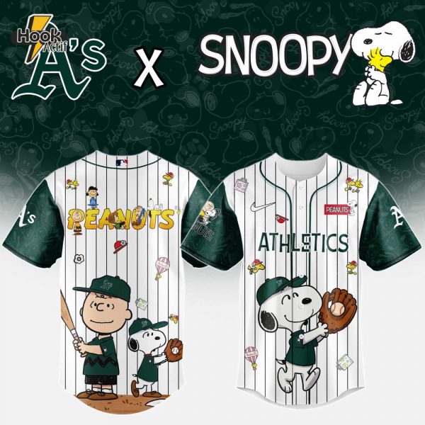 Oakland Athletics MLB 75th Anniversary of Peanuts Snoopy Special Edition Combo Baseball Jersey Cap 2025