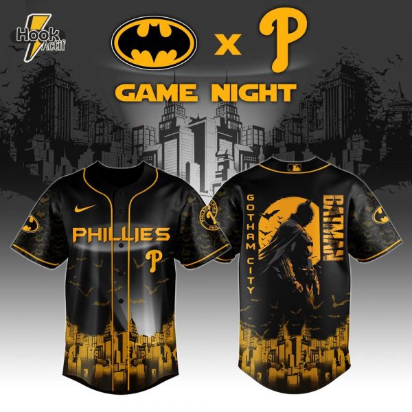 Philadelphia Phillies x DC Batman Game Night Special Baseball Jersey